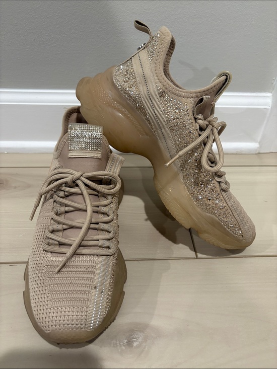 Steve Madden Shoes - Skechers Beige Crystal Knit Platform Sneakers
